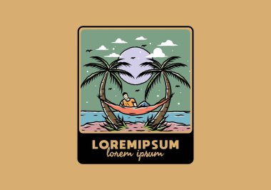 Hamakta rahatla, plaj çiziminde.