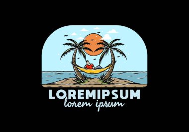 Hamakta rahatla, plaj çiziminde.