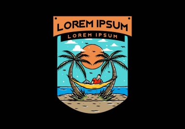 Hamakta rahatla, plaj çiziminde.