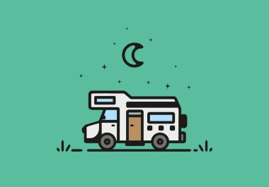 Basit bir kamp kamyonu çizimi.