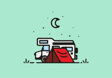 Basit bir kamp kamyonu çizimi.