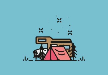 Basit bir kamp kamyonu çizimi.