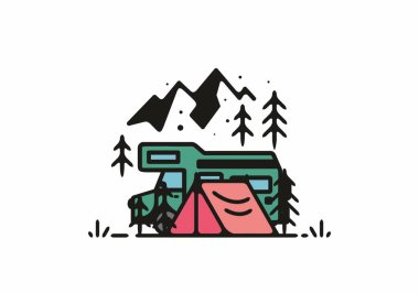 Basit bir kamp kamyonu çizimi.