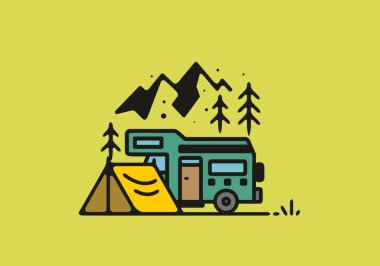 Basit bir kamp kamyonu çizimi.