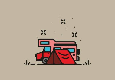 Basit bir kamp kamyonu çizimi.