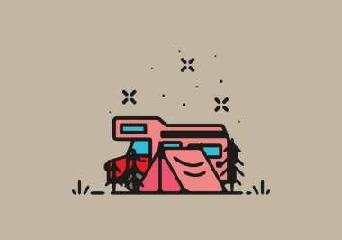 Basit bir kamp kamyonu çizimi.