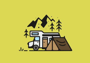 Basit bir kamp kamyonu çizimi.