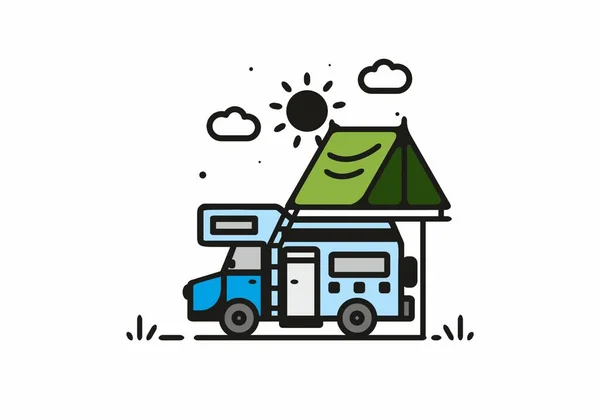 Simple Camper Van Camping — стоковый вектор