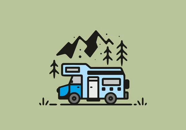 Enkel Husbil Camping Illustration Design — Stock vektor