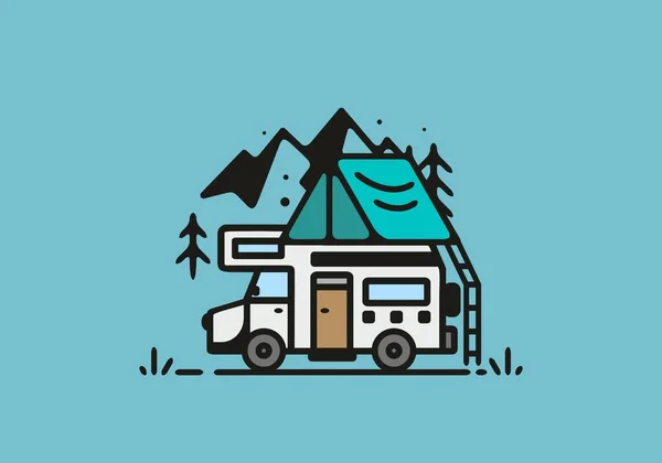 Simple Camper Van Camping Illustration Design — Vector de stock