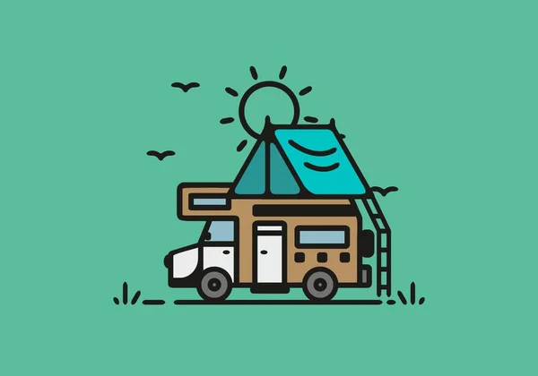 Enkel Husbil Camping Illustration Design — Stock vektor