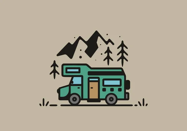 Simple Camper Van Camping Illustration Design — Stockový vektor