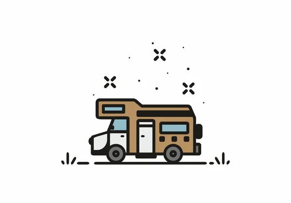 Simple Autocaravana Van Camping Ilustración Diseño — Vector de stock
