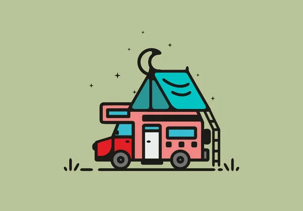 Eenvoudige Camper Camping Illustratie Ontwerp — Stockvector