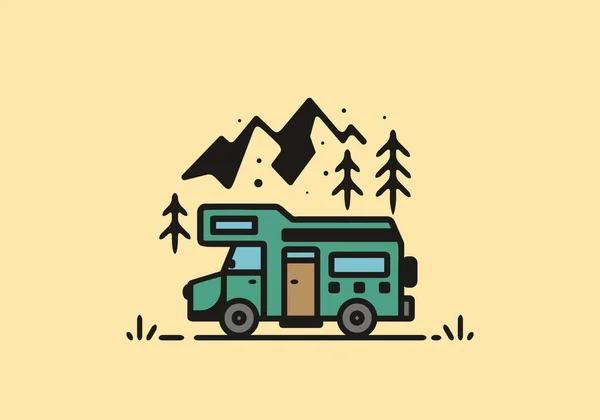 Simple Camper Van Camping Illustration Design — Stock vektor
