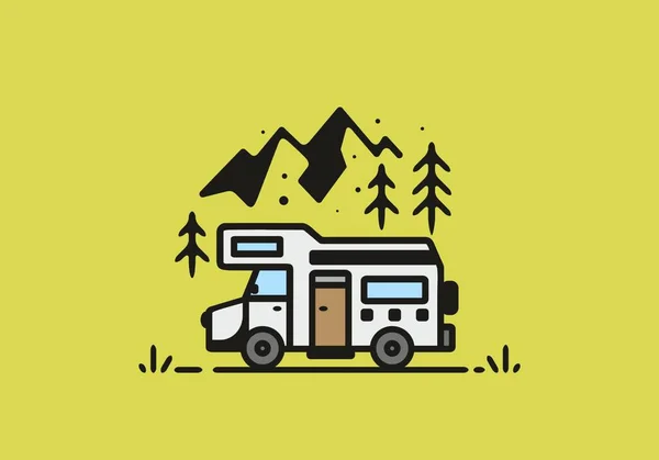 Simple Camper Van Camping Illustration Design — Vector de stock