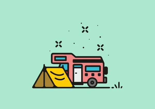 Simple Camping Van Camping Illustration Design — Image vectorielle