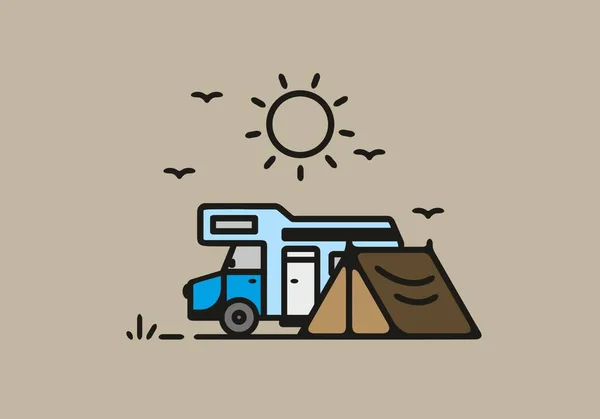 Eenvoudige Camper Camping Illustratie Ontwerp — Stockvector