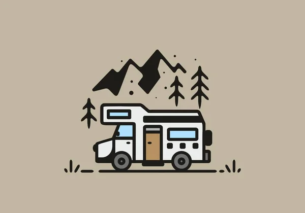 Simple Autocaravana Van Camping Ilustración Diseño — Archivo Imágenes Vectoriales