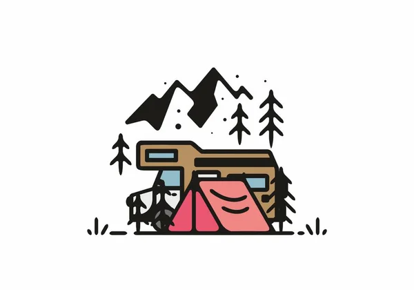 Simple Autocaravana Van Camping Ilustración Diseño — Archivo Imágenes Vectoriales