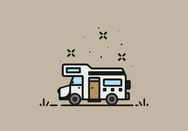 Simple Autocaravana Van Camping Ilustración Diseño — Archivo Imágenes Vectoriales