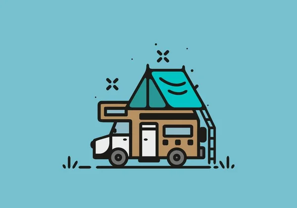 Simple Camper Van Camping Illustration Design — Image vectorielle