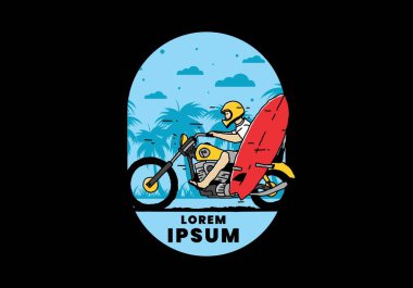 Sörf tahtası çizimi olan bir motosiklet sür