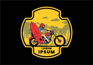 Sörf tahtası çizimi olan bir motosiklet sür