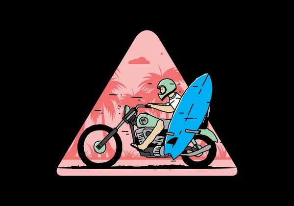 Ride Motorcycle Surfing Board Illustration Design — Stockvector