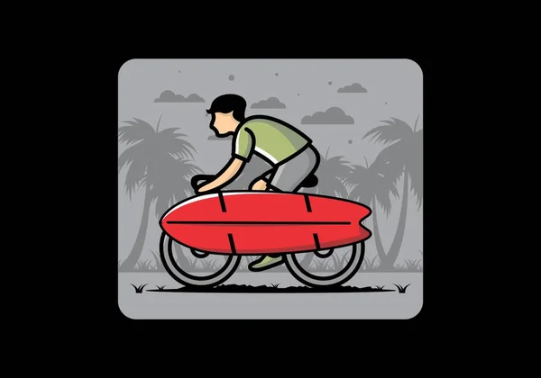 Ride Bike Surf Board Illustration Design — Image vectorielle