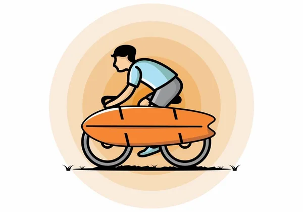 Ride Bike Surf Board Illustration Design — стоковый вектор