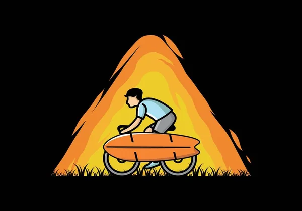 Montez Sur Vélo Avec Une Illustration Planche Surf — Image vectorielle