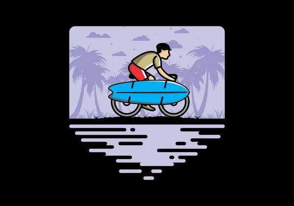 Ride Bike Surf Board Illustration Design — Διανυσματικό Αρχείο