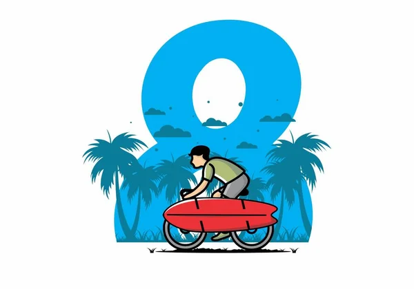 Ride Bike Surf Board Illustration Design — Διανυσματικό Αρχείο