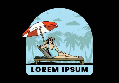 Şemsiye tasarımı altındaki plaj sandalyesinde rahatla.