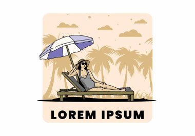 Şemsiye tasarımı altındaki plaj sandalyesinde rahatla.