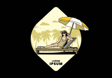 Şemsiye tasarımı altındaki plaj sandalyesinde rahatla.