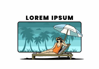 Şemsiye tasarımı altındaki plaj sandalyesinde rahatla.