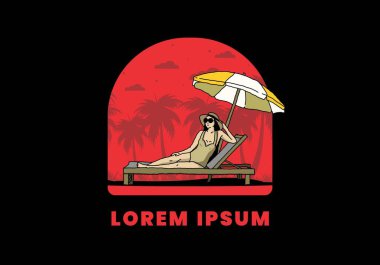 Şemsiye tasarımı altındaki plaj sandalyesinde rahatla.