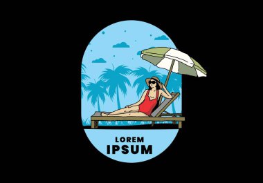 Şemsiye tasarımı altındaki plaj sandalyesinde rahatla.