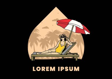 Şemsiye tasarımı altındaki plaj sandalyesinde rahatla.