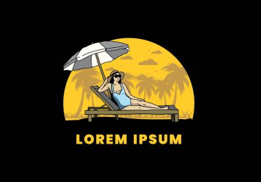 Şemsiye tasarımı altındaki plaj sandalyesinde rahatla.