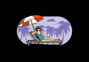 Şemsiye tasarımı altındaki plaj sandalyesinde rahatla.