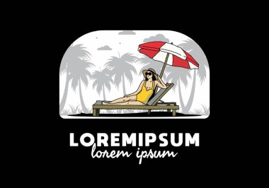 Şemsiye tasarımı altındaki plaj sandalyesinde rahatla.