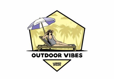 Şemsiye tasarımı altındaki plaj sandalyesinde rahatla.