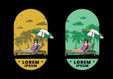 Şemsiye tasarımı altındaki plaj sandalyesinde rahatla.