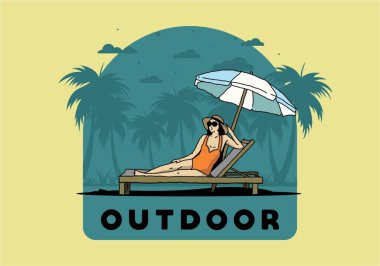 Şemsiye tasarımı altındaki plaj sandalyesinde rahatla.