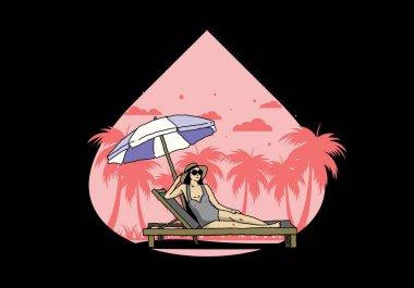 Şemsiye tasarımı altındaki plaj sandalyesinde rahatla.