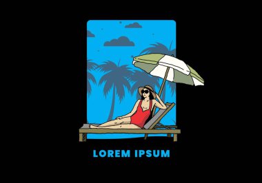 Şemsiye tasarımı altındaki plaj sandalyesinde rahatla.