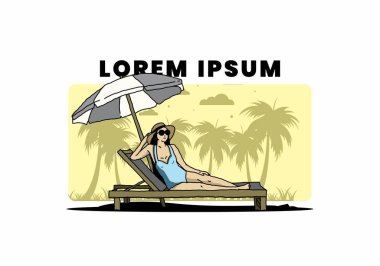 Şemsiye tasarımı altındaki plaj sandalyesinde rahatla.